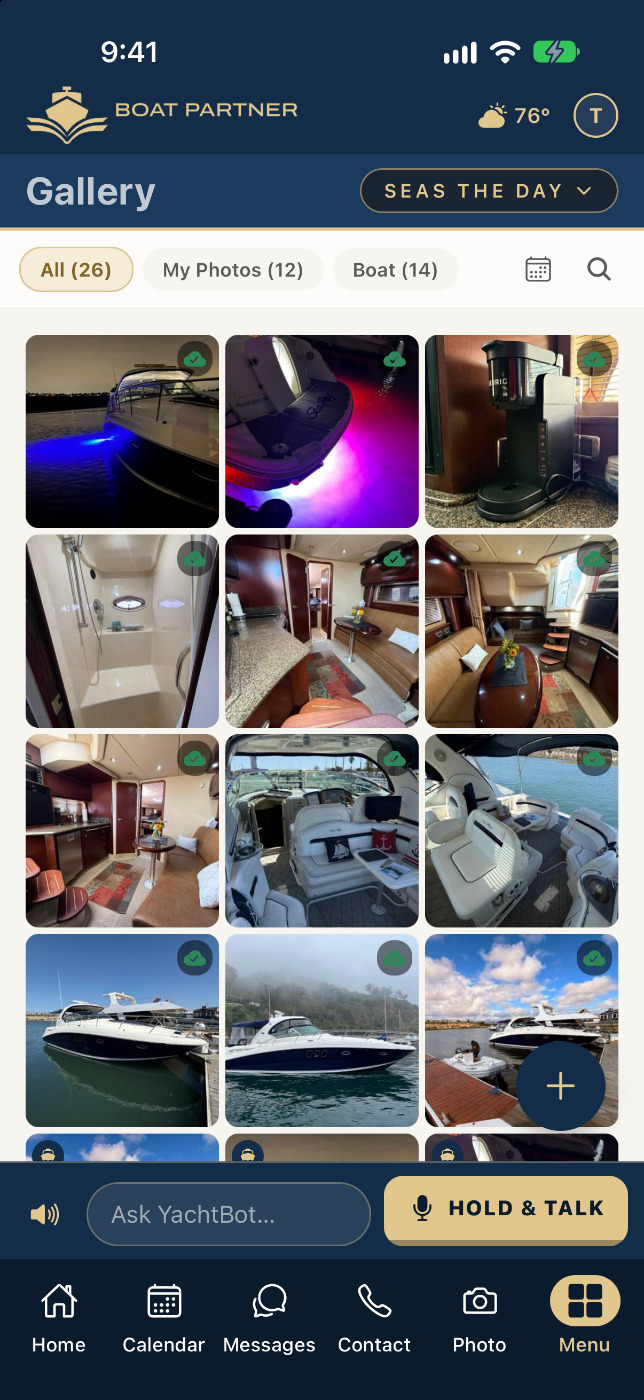 Photo gallery grid with the lightbox open