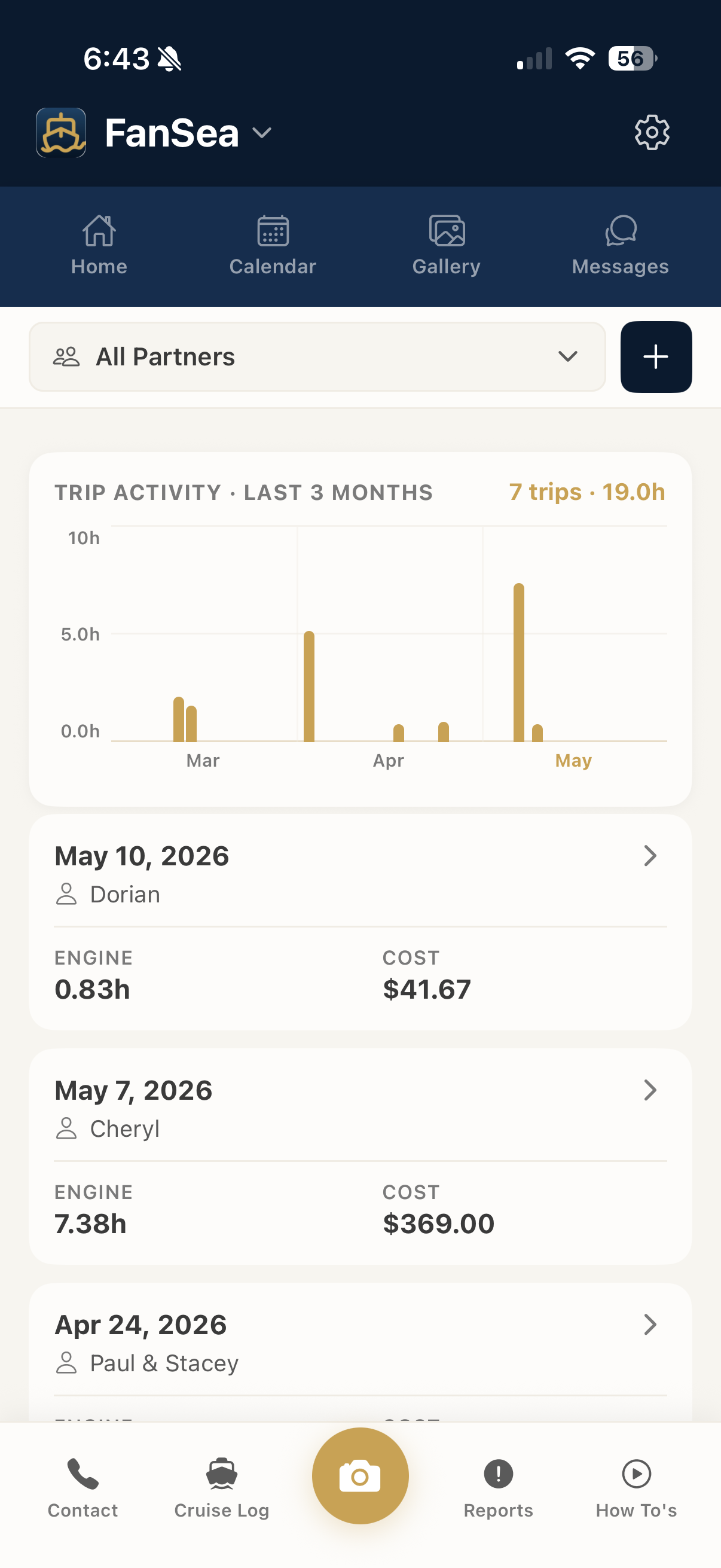Boat Partner — Trip Activity / Cruise Log