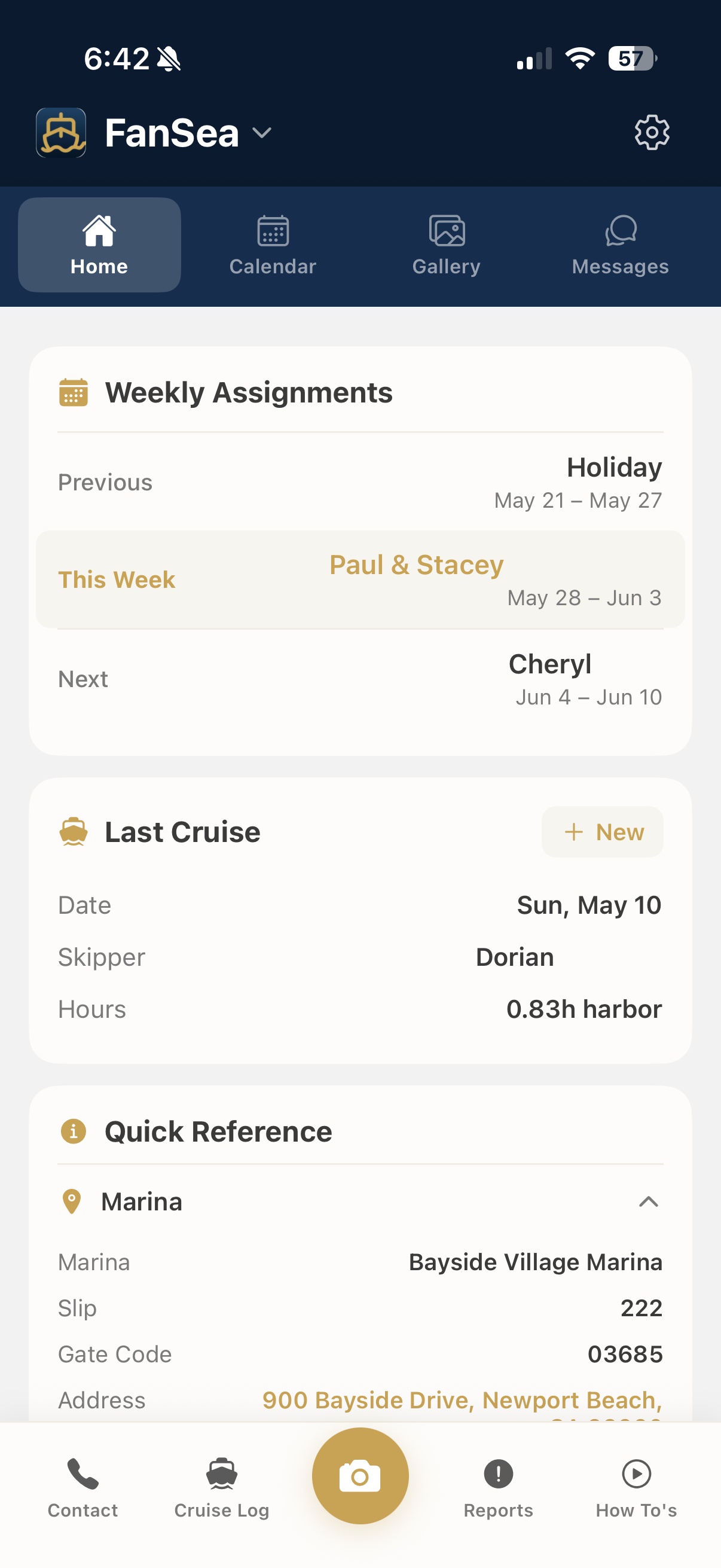 Boat Partner — Home dashboard